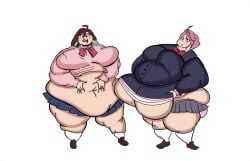 ayase_momo bbw belly_grab big_belly big_breasts color colored_sketch dandadan fat_fetish grabbing grabbing_own_belly joekie3wl obese shiratori_aira_(dandadan) tagme weight_gain