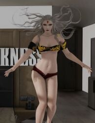 1girls 3d 3d_model blender cloud_of_darkness crop_top cropped dissidia dissidia_final_fantasy female female_only final_fantasy final_fantasy_iii lazyprocrastinator legs lipstick looking_at_viewer lowres midriff milf monster_girl red_eyes shorts silver_hair square_enix