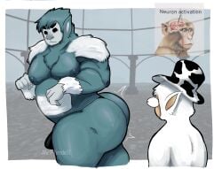 angry angry_expression anthro anthro_focus anthro_only anthrofied ass ass_focus ass_shake ass_up bara bara_ass bara_butt bara_tiddies bara_tits barazoku black_eyes black_sclera black_thong bulge bulge_down_leg bulge_through_clothing cow_hat glistening glistening_body glistening_butt glistening_hair glistening_skin grey_skin guardian_(slendytubbies) light-skinned light-skinned_male light_skin looking_at_another looking_back male male/male male_focus male_only meme mrflimdell muscular muscular_anthro muscular_ass muscular_male muscular_thighs neuron_activation neuron_activation_(meme) penis_outline serious serious_look slendytubbies slendytubbies_3 static surprised surprised_expression teletubbies thick thick_ass thick_eyebrows thick_legs thick_thighs thong turquoise_body turquoise_fur turquoise_hair turquoise_skin tv tv_screen white_body white_fur white_hair white_skin yeti_tubby