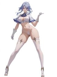 ai_generated bewitching_thighs clorinde_(genshin_impact) full_body genshin_impact high_heels shu