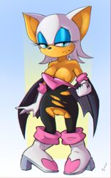 anthro areolae bat bat_wings black_nose blue_eyes boots breasts clothing crying crying_with_eyes_open exposed_breasts female female_only gloves high_heel_boots mammal membranous_wings nipples pussy rouge_the_bat sad sega signature solo sonic_(series) synnfultiger tear torn_clothes undressing video_games white_fur white_gloves white_hair wings