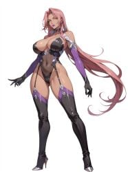 ai_generated bewitching_thighs full_body high_heel_boots ingrid_(taimanin_asagi) large_breasts pink_hair shu taimanin_(series)