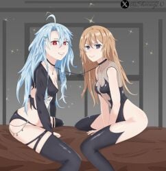 1girls blanc blanc_(neptunia) blue_hair brown_hair choujigen_game_neptune collar fashion female girl jewelry legs lips long_hair medium_breasts neptune_(series) neptunia_(series) red_eyes sexy sexy_clothing sheong_wong thick_thighs white_heart white_heart_(neptunia) young