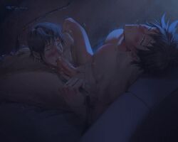 2boys blowjob bluesky_link blushing_at_partner blushing_face blushing_male collar collar_pull completely_nude completely_nude_male father_and_son father_sucking_son fushiguro_megumi gay incest jujutsu_kaisen megumi_fushiguro night orgasm_from_oral toji_fushiguro tojis_hole username vibrator_in_ass yaoi