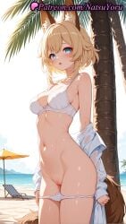 1girls 2025 ai ai_assisted ai_generated animal_ear_fluff animal_ears anime anime_style bangs bare_shoulders beach beach_chair beach_umbrella bikini blonde_hair blue_eyes blush bow_bra bra breasts bust busty chair cleavage cleft_of_venus clothes_pull cowboy_shot day female female_focus female_only fox_ears fox_girl fox_tail genshin_impact hentai hi_res high_quality high_resolution highres hoyoverse kachina_(genshin_impact) long_sleeves looking_at_viewer medium_breasts medium_hair mihoyo mihoyo_technology_(shanghai)_co._ltd. natsuyoru navel ocean off_shoulder open_clothes open_mouth open_shirt outdoors paipan palm_tree panties pantsu panty_pull patreon pulled_by_self pussy shaved_vagina shirt short_hair sky solo solo_female stable_diffusion standing stomach swimsuit tail thighs tree umbrella uncensored underwear undressing vagina voluptuous voluptuous_female water wet wet_clothes white_bikini white_bra white_panties white_shirt