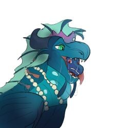 bodily_fluids breath coral_(wof) dragon drooling duo female frillsnfangs hi_res mythological_creature mythological_scalie mythology open_mouth royalty saliva scalie seawing_(wof) size_difference size_play squish swallowing teeth tight_fit tongue unwilling_prey vore wet wings_of_fire