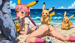 after_anal after_sex ai_generated arched_back ass ass_up beach blowjob confused confused_face confused_look confusion cum cum_in_mouth cum_inside huge_cock interspecies lost_battle_(pokemon) machoke monster monster_cock on_floor on_hands_and_knees on_knees on_the_floor oral oral_creampie oral_penetration oral_sex original_character outdoor_nudity outdoor_sex outdoors outside panties pikachu pink_clothing pink_hair pokefan_alice pokemon pokemon_(species) pokephilia public public_exposure public_indecency public_nudity public_sex ripped_clothing size_difference sneakers terror139 thong white_skin yellow_clothing yellow_eyes