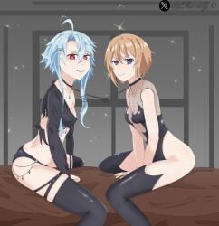 1girls blanc blanc_(neptunia) blue_hair brown_hair choujigen_game_neptune collar fashion female jewelry legs lips medium_breasts neptune_(series) neptunia_(series) red_eyes sexy sexy_clothing sheong_wong short_hair thick_thighs white_heart white_heart_(neptunia)