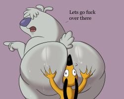 2025 2_stupid_dogs 5:4 anal anthro ass bent_over big_butt black_ears black_eyes black_nose butt_grab canid canine canis colossalstars dachshund digital_media_(artwork) domestic_dog duo english_text fur gesture grey_body grey_ears grey_fur grey_hair grey_nose grey_tail hair hair_over_eyes hand_gesture hand_on_butt hanna-barbera herding_dog hi_res huge_butt hunting_dog male male/male male_rimmed male_rimming male_rimming_male mammal oral orange_body orange_fur pastoral_dog pointing profanity purple_background question_mark rear_view rimming rimming_male sex short_tail simple_background size_difference tail text the_big_dog the_little_dog thick_thighs three-quarter_view tongue