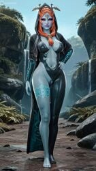 1eyedemperor 1girls 3d 3d_(artwork) abs adult ai_assisted ai_generated black_body black_skin blue_body blue_skin cape dripping dripping_cum dripping_pussy female forest forest_background ginger ginger_hair hand_on_hip hood jungle jungle_background makeup mature mature_female medium_ass medium_breasts midna midna_(true_form) nude oneyedemperor orange_hair puffy_pussy purple_eyes purple_lipstick red_eyes skinny skinny_girl standing tattoo tattoo_on_legs tattooed_arm tattoos the_legend_of_zelda twilight_princess wet_pussy wet_skin wide_hips