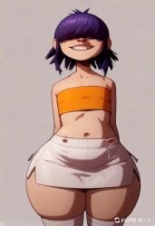 ai_generated animated asian big_thighs crop_top cum_on_body dancing flat_chest gorillaz looking_at_viewer miniskirt no_sound noodle_(dare) noodle_(gorillaz) short_hair smile tagme thick_thighs video wide_hips