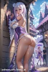 1girls ai_generated areola areolae breasts cum cum_in_pussy cum_on_legs cute detailed emilia_(re:zero) female female_only hick_thighs klexyai lips looking_at_back makeup naked naked_female naughty_face navel nipples nude nude_female on_cloth pussy re:zero_kara_hajimeru_isekai_seikatsu sexy sidelocks smug soft_breasts solo standing underboob white_hair wide_hips