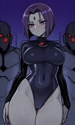 ai_generated big_breasts dc_comics female female_focus goth goth_girl leotard pale_skin raven_(dc) rcos solo solo_female solo_focus teen_titans