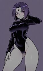 ai_generated big_breasts dc_comics female female_focus goth goth_girl leotard pale_skin raven_(dc) rcos solo solo_female solo_focus teen_titans