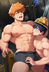 abs ai_generated ass biceps blue_lock breasts chest cum dick enormous_breasts female firefighter gay huge_cock kunigami_rensuke male muscular oriven pants pecs pectorals penis sex underwear
