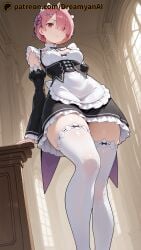 1girls 4k ai_generated breasts dreamyan_ai female hi_res high_quality high_resolution highres maid maid_headdress maid_uniform medium_breasts pink_eyes pink_hair ram_(re:zero) red_eyes short_hair thick_ass thick_thighs thighhighs thighs uncensored white_body white_skin white_thighhighs