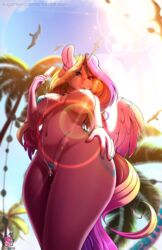 2018 alicorn animal_ears anthro beach bedroom_eyes bikini birds breasts cameltoe chest_tuft colored_nails curvy cutie_mark drip equine fat_mons feathered_wings feathers female food friendship_is_magic furry gradient_hair hand_on_hip highres horn ice_cream leg_tattoo lens_flare long_hair looking_at_viewer low-angle_view mammal mound_of_venus multicolored_hair my_little_pony navel outdoors palm_tree popsicle pose princess_cadance_(mlp) pubic_tuft puffy_pussy pussy pussy_floss rainbow_hair seductive_look side-tie_bikini side-tie_panties solo string_bikini string_panties sugarlesspaints summer sun sunny swimsuit thick_thighs thong tree underboob unicorn_horn white_horn wide_hips wings worm's-eye_view