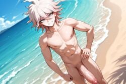 ai_generated beach big_cock danganronpa danganronpa_2:_goodbye_despair gay huge_cock male nagito_komaeda penis pussiconagabrie twink_top