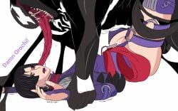 1boy1girl alien/human asian_female black_hair captured_superheroine choking disgusted ear_piercing earrings eddie_brock eye_markings face_markings face_tattoo female held_down hoop_earrings large_tongue leotard leotard_aside lipstick male male/female marvel marvel_rivals missionary_position monster monster_on_female monster_rape muscles muscular mutant_(marvel) neck_grab no_panties open_mouth pale-skinned_female pinned_down pinned_to_floor pinned_to_ground psylocke psylocke_(marvel_rivals) pubic_hair restrained restrained_by_tentacles ribbons saliva saliva_drip saliva_on_face saliva_string sash sharp_teeth shoulder_armor sketchintheshade superhero superheroine symbiote teeth tentacle thick_tongue thigh_boots thigh_strap thighs tongue_out tongue_wrap vengeance_psylocke venom_(marvel) venom_(marvel_rivals) x-men