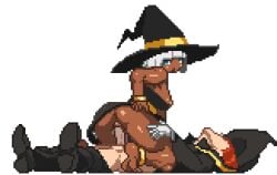 1boy 1girls animated ass big_ass big_penis cowgirl_position cum cum_everywhere cum_in_pussy cum_inside dark-skinned_female dick female light-skinned_male male princess_ish princess_reconquista sex wizard wizard_hat