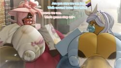 3d 3d_render 4k :3 beige_skin bimbo_lips brimstone_rr34 caroline_(brimstone_rr34) catherine_(brimstone_rr34) comic_panel cum_trail dark_skin dialogue endless_cum evening excessive_cum exhibitionism futa_only futanari holding_hands huge_ass huge_breasts huge_cock hyper hyper_ass hyper_breasts hyper_lips hyper_penis infinite_cum leaking_cum penis_out penis_out_of_pants roblox shiny_penis sidewalk text walking watermark wet_penis