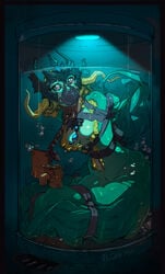 arms_behind_back arms_tied bondage bound chained collar container crying elijah_pink female female_only gag gagged in_container league_of_legends mermaid nami_(league_of_legends) panel_gag riot_games sad submerged tank tank_(container) tied trapped underwater vat watermark