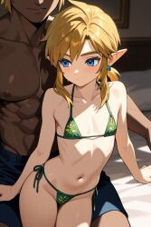 ai_generated bikini black_skin cuntboy gay intersex link male muscular muscular_male trans_man vougan_(artist)