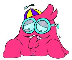 brawl_stars male nerd penis pink_body squeak_(brawl_stars) tagme white_background