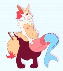 ambiguous_gender anthro big_breasts big_penis bodily_fluids braixen breasts cock_vore cum cum_on_penis dominant dominant_intersex eeveelution female fluffy fluffy_tail generation_1_pokemon generation_6_pokemon genital_fluids genitals group herm hi_res huge_cock hyper hyper_genitalia hyper_penis intersex intersex/female intersex_pred multiple_prey nintendo penetration penile penis pokemon pokemon_(species) querkii_cat143 stomach_bulge tail trio urethral urethral_penetration vaporeon vore