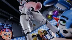 1boy 1futa 2girls bonnie_(disembowell) bonnie_(fnaf) chica_(disembowell) chica_(fnaf) female five_nights_at_freddy's futanari holding_penis horsecock intersex leaking_cum male mangle_(disembowell) mangle_(fnaf) penis penis_size_difference scamarai standing standing_over_viewer touching_self