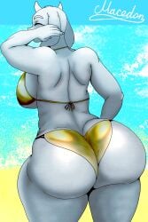 ass ass_focus back back_view beach big_ass big_butt butt deltarune fat_ass fat_butt fat_hips female female_focus female_only fur gigantic_ass golden_bikini horns huge_ass huge_breasts large_ass large_breasts macedon massive_ass massive_butt milf plump plump_ass thick_ass thick_butt thick_hips thick_legs thick_thighs thighs toriel undertale undertale_(series) white_fur