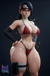1girls 2026 3d 3d_model adult aged_up ai_assisted ai_generated armwear athletic_female bikini black_armwear black_eyes black_hair boruto:_naruto_next_generations breasts bukkake covered_in_cum cum cum_drip cum_on_body cum_on_breasts cum_on_legs cum_on_thighs cum_splatter cum_string detailed excessive_cum eyewear female fit fit_female forehead_protector glasses hands_on_hips headband headwear high_quality high_resolution highres hourglass_figure konohagakure_symbol large_breasts leg_strap lewdstein light-skinned_female light_skin looking_a looking_at_viewer micro_bikini pout red-framed_eyewear sarada_uchiha semen short_hair standing straps string_bikini sweat teenager thick_thighs thigh_strap toned toned_female uchiha uchiha_sarada voluptuous wet wide_hips