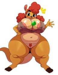 :3 activision big_breasts big_hips big_thighs blush bottomless breasts breasts_bigger_than_head chubby cleft_of_venus clothed clothing fat_mons female fur furry furry_only hips huge_breasts huge_hips huge_thighs kangaroo large_breasts mammal marsupial mound_of_venus pubes pussy semi-anthro sheila_(spyro) shortstack slightly_chubby smile solo spyro_the_dragon sssonic2 subtle_pussy tail thick_thighs thighs topwear video_games white_background wide_hips