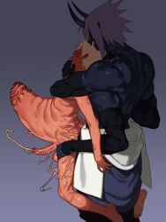 arm_warmers belly big_bulge black_body black_skin bulge cum cumming cumming_from_anal_sex cumming_while_penetrated dark-skinned_male dark_skin demon extra_arms four_arms gay horns hyper_bulge kiwi_pug male male_focus male_only naruto naruto_(series) naruto_shippuden sasuke_uchiha smile tan_body tan_skin uchiha_sasuke uzumaki_naruto
