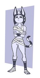 1girls alternate_breast_size animal_crossing ankha anthro bad_id bad_tumblr_id bandage breasts egyptian feline female female_focus female_only furry japanese_clothing luraiokun mammal nintendo nipples no_underwear nude partially_colored pussy skimpy solo year_request