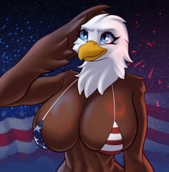 4th_of_july accipitrid accipitriform albinefox american_eagle american_flag american_flag_bikini animated animated_gif anthro avian bald_eagle beak big_breasts bikini biped bird blue_eyes breasts brown_body clothed clothing eagle feathers female fireworks flag_bikini front_view gesture gif holidays huge_breasts loop night non-mammal_breasts salute sea_eagle shaded skimpy small_waist smile solo star swimwear two-piece_swimsuit united_states_of_america white_body white_feathers wings