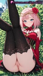 1girls 2025 ai_generated anus ass bangs bare_shoulders black_thighhighs blue_eyes blush breasts closed_mouth destiny dress female flower gloves hair_flower hair_ornament hi_res highres labia_majora legs_up looking_at_viewer natsuyoru no_panties outdoors patreon pink_hair pussy red_dress red_flower red_gloves red_rose rose short_hair sitting smile solo takt_op.destiny thighhighs thighs uncensored vagina voluptuous voluptuous_female