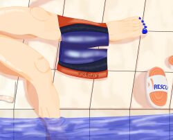 feet fortnite fortnite:_battle_royale glasses implied_nudity kurogala laying_down painted_nails pants_down pool poolside sun_strider swimming_trunks tide_strider