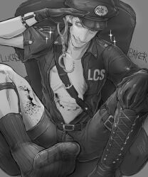 boots cop cop_outfit costume handcuffs lucas_baker police police_uniform resident_evil resident_evil_7 suggestive
