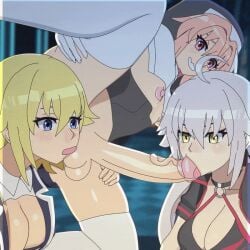 1boy 2girls 3d amplected animated astolfo_(fate) balls blonde_hair blowjob blue_eyes breasts double_fellatio fate_(series) fellatio female femboy huge_penis jeanne_alter jeanne_d'arc_(fate) large_breasts large_penis licking_balls light-skinned_futa light-skinned_male light_skin male multiple_girls nun_outfit penis pink_eyes pink_hair thighhighs white_hair white_thighhighs yellow_eyes