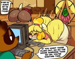 1girls 2boys anal anal_insertion animal_crossing anthro anus ass ass_bigger_than_head back balls big_ass big_butt bottom_heavy bubble_butt buttjob canid canine canis closed_eyes clothing comic_page computer curvaceous curvy curvy_figure dialogue digby_(animal_crossing) domestic_dog english_text female femboy furry girly huge_ass inuzu isabelle_(animal_crossing) male mostly_nude nintendo pants_down puffy_anus raccoon_dog sex_toy sweat sweating sweaty sweaty_body sweaty_butt tail tanuki text thick_thighs tom_nook unseen_male_face voluptuous voluptuous_female voluptuous_male wide_hips