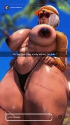abs breasts dark_nipples female final_fantasy final_fantasy_xiv fit_female garlean glasses gpose(ffxiv) huge_ass huge_breasts hyur kallitheshort midlander scars_all_over skimpy_bikini snapchat solaris_caelum tagme tanned_female white_hair white_pubic_hair