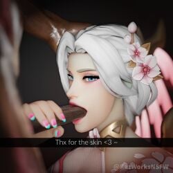 3d 3d_(artwork) 3d_background 3d_model 3d_render absurd_res angela_ziegler big_black_cock black_cock blacked blizzard_entertainment blowjob blowjob_face cock dark-skinned_male dark_skin dick hi_res highres kazworksnsfw looking_at_viewer mercy overwatch overwatch_2 penis snapchat