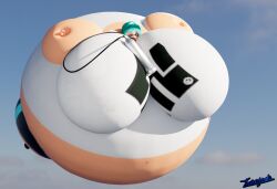 3d balloon balloon_inflation big_breasts cyan_hair female floating helium_inflation helium_tank hyper_inflation inflation inflation_fetish inkling inkling_girl nintendo oc spherical_inflation splatoon splatoon_(series) thesupermon white_shirt white_skin