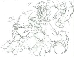 anthro balls chip_(sonic) digital_media_(artwork) fangs hopelesshighschool male male_only mammal monochrome muscular muscular_male penis power_bottom size_difference small_dom_big_sub sonic_(series) sonic_the_hedgehog sonic_the_werehog werehog