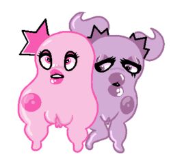 2girls alpha_channel amoeba amoeba_sisters female no_humans parody pink_skin purple_skin small transparent_background