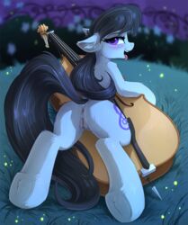 2018 anus black_hair blush cello cutie_mark digital_media_(artwork) earth_pony equine female feral friendship_is_magic fur hair hi_res hioshiru hooves horse long_hair looking_at_viewer mammal musical_instrument my_little_pony octavia_melody open_mouth pony purple_eyes pussy solo tongue tongue_out underhoof