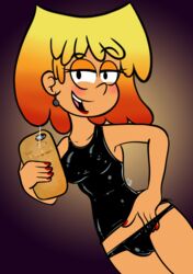 2017 bimbo blonde_hair blush earrings erect_nipples eyeshadow female female_only ganguro gyaru human human_only latex latexity lipstick looking_at_viewer lori_loud makeup nail_polish selfie smile solo standing straight_hair the_loud_house