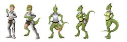 2018 anthro armor beard black_sclera bottomless breasts claws clothed clothing facial_hair female gender_transformation hand_on_breast human human_to_anthro lizard male mammal mtf_transformation nipples pussy reptile scalie sequence simple_background smile solo standing surprise tail tomek1000 torn_clothing transformation white_background