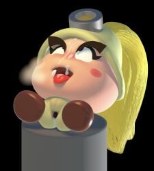 1girls 3d ahe_gao anal anal_gape blonde_hair blush cum_in_ass cum_in_mouth cum_on_face fang fucked_silly goomba goombella mario_(series) on_model paper_mario paper_mario:_the_thousand-year_door polyvandalism ponytail rolling_eyes steam steamy_breath